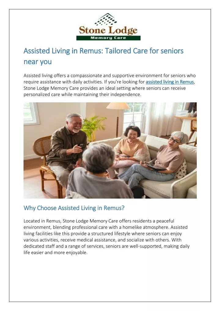 assisted living in remus tailored care