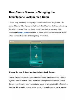 How Glance Screen is Changing the Smartphone Lock Screen Game