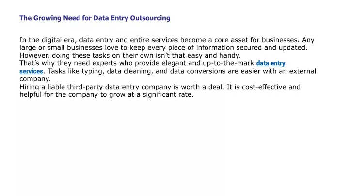 the growing need for data entry outsourcing