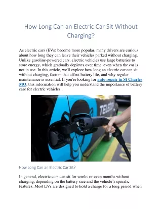 How Long Can an Electric Car Sit Without Charging?