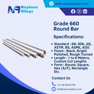 Round Bar | Grade 660 Round Bar | Monel 400 Round Bar - Neptune Alloys