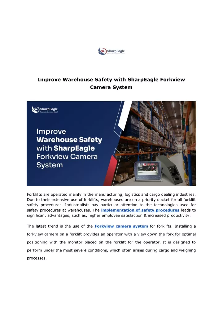 improve warehouse safety with sharpeagle forkview