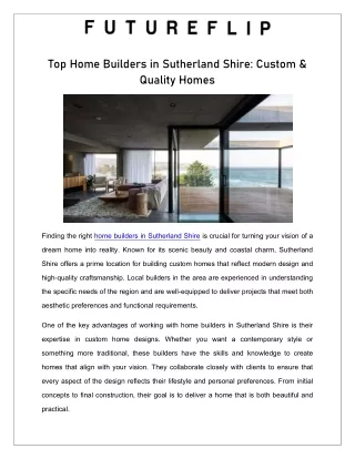 top home builders in sutherland shire custom