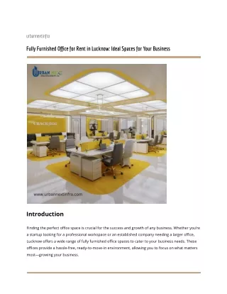 Fully Furnished Office for Rent in Lucknow_ Ideal Spaces for Your Business