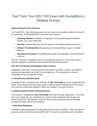 fast track your 220 1102 exam with dumpsboss