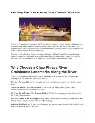 Chao Phraya River Cruise
