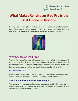 What Makes Renting an iPad Pro is the Best Option in Riyadh?