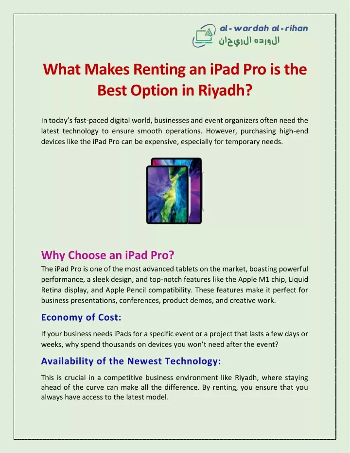 what makes renting an ipad pro is the best option