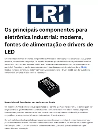 os principais componentes para eletr nica