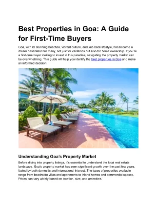 Best Properties in Goa: A Guide to Premium Real Estate