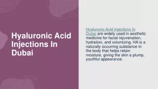 Hyaluronic Acid Injections In Dubai