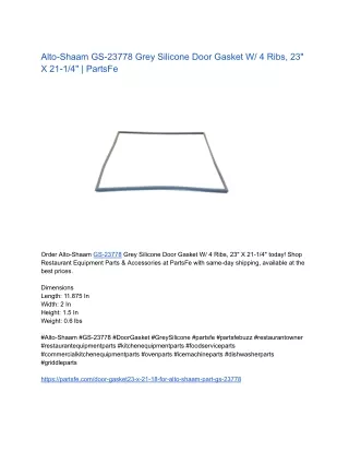 Alto-Shaam GS-23778 Grey Silicone Door Gasket W/ 4 Ribs, 23" X 21-1/4" | PartsFe