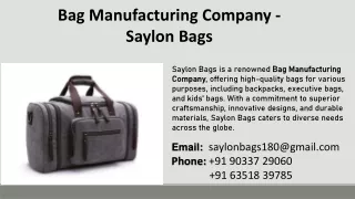 Bag Manufacturing Company - Saylon Bags