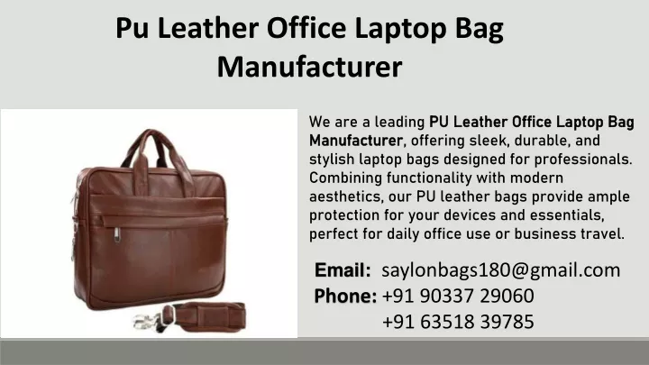 pu leather office laptop bag manufacturer