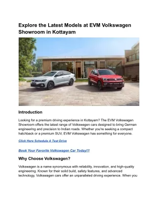 Explore the Latest Models at EVM Volkswagen Showroom in Kottayam