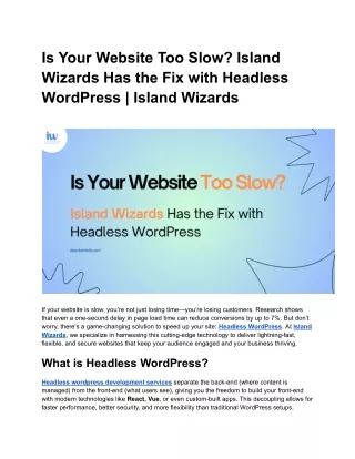 is your website too slow island wizards
