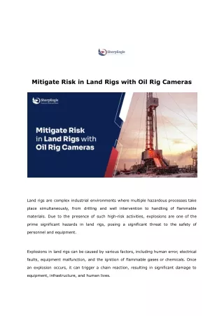 Mitigate Risk in Land Rigs with Oil Rig Cameras