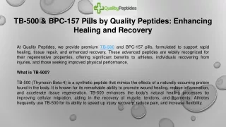 TB-500 & BPC-157 Pills by Quality Peptides: Enhancing Healing and Recovery