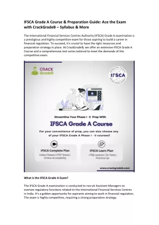 IFSCA Grade A Course & Preparation Guide Ace the Exam with CrackGradeB – Syllabus & More