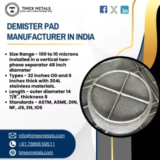 Wire Mesh | Round Bar | Demister Pad- Timex Metals