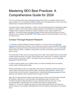 Mastering SEO Best Practices: A Comprehensive Guide for 2024