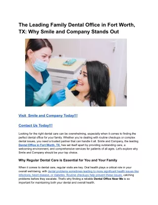 The Leading Family Dental Office in Fort Worth, TX_ Why Smile and Company Stands Out