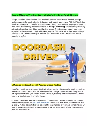 How a Mileage Tracker App is Helpful for DoorDash Drivers