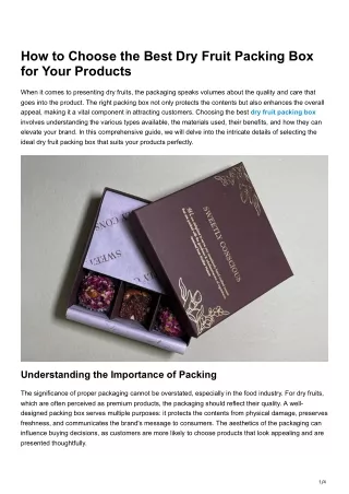 How to Choose the Best Dry Fruit Packing Box for Your Products