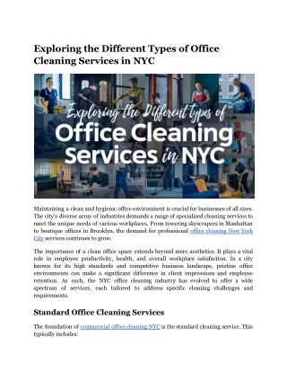 exploring the different types of office cleaning