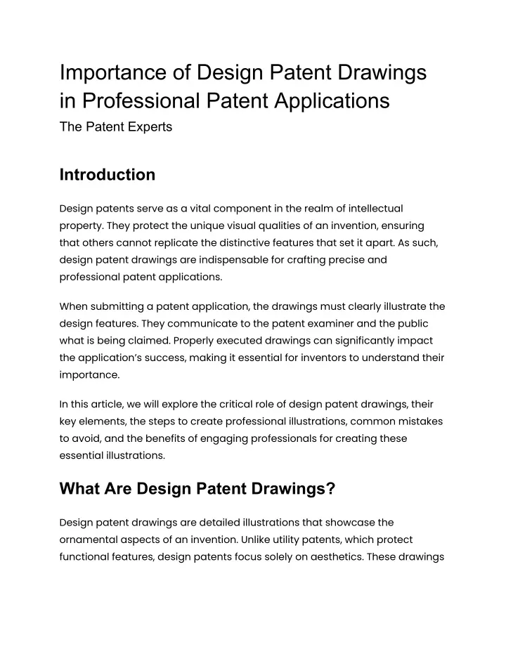 importance of design patent drawings