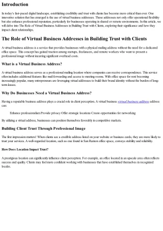 “The Role of Virtual Business Addresses in Building Trust with Clients”