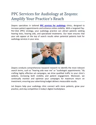 PPC Services for Audiology at Zeqons Amplify Your Practice’s Reach