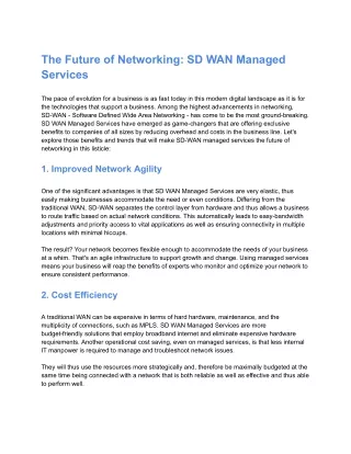 The Future of Networking SD WAN Managed Services