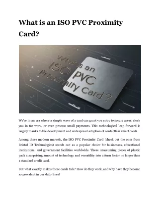 what is an iso pvc proximity