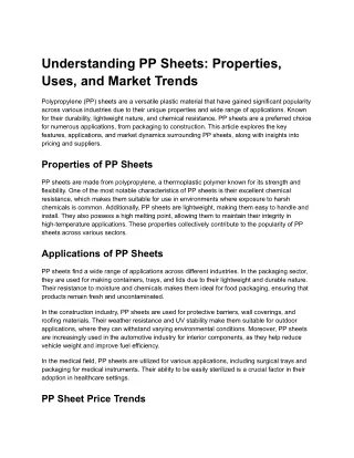 understanding pp sheets properties uses