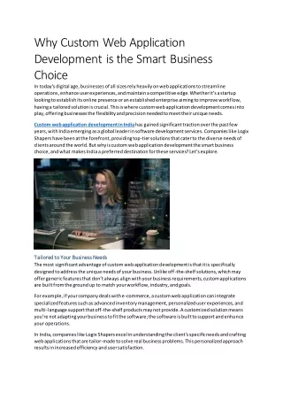 Why Custom Web Application Development is the Smart Business Choice