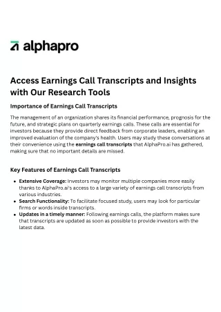 access earnings call transcripts and insights