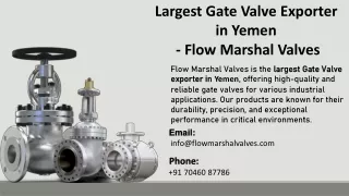 Largest Gate Valve Exporter in Yemen - Flow Marshal Valves