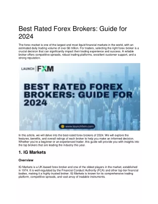 Best Rated Forex Brokers - Guide for 2024