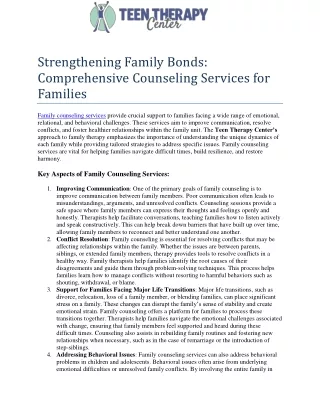 Strengthening Family Bonds