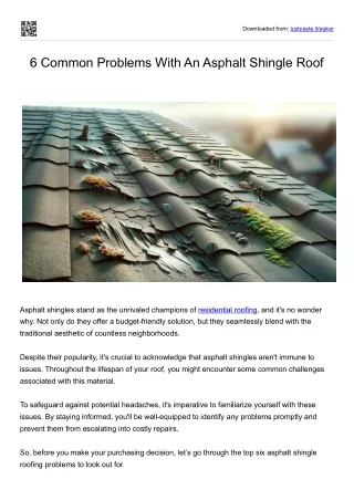 6 Common Problems With An Asphalt Shingle Roof