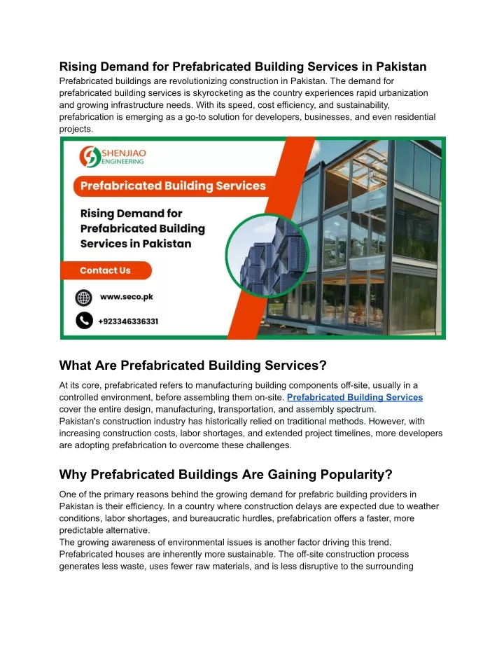 rising demand for prefabricated building services