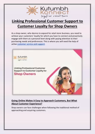 Linking Professional Customer Support to Customer Loyalty for Shop Owners