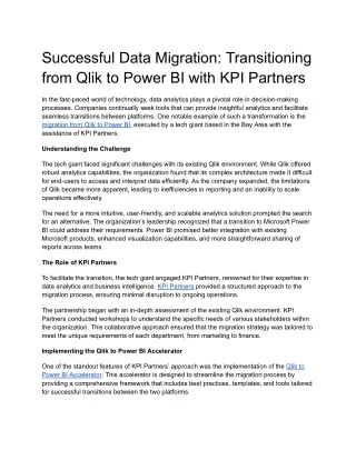 Successful Data Migration :Transitioning from Qlik to Power BI with KPI Partners