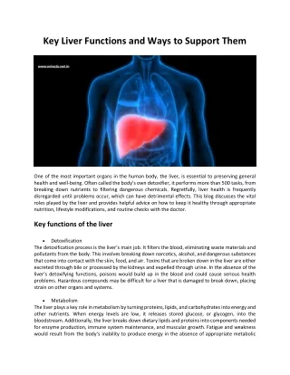 Key Liver Functions And Ways To Support Them