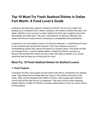 Top 10 Must-Try Fresh Seafood Dishes in Dallas Fort Worth_ A Food Lover's Guide