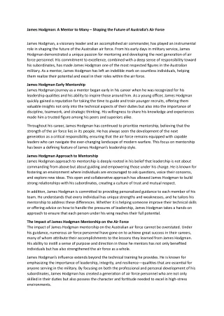 James Hodgman and International Partnerships: Strengthening Australia's Defense