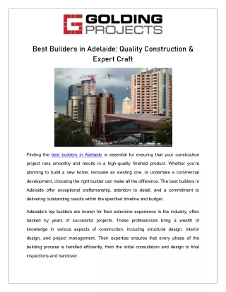 Best Builders in Adelaide: Quality Construction & Expert Craft