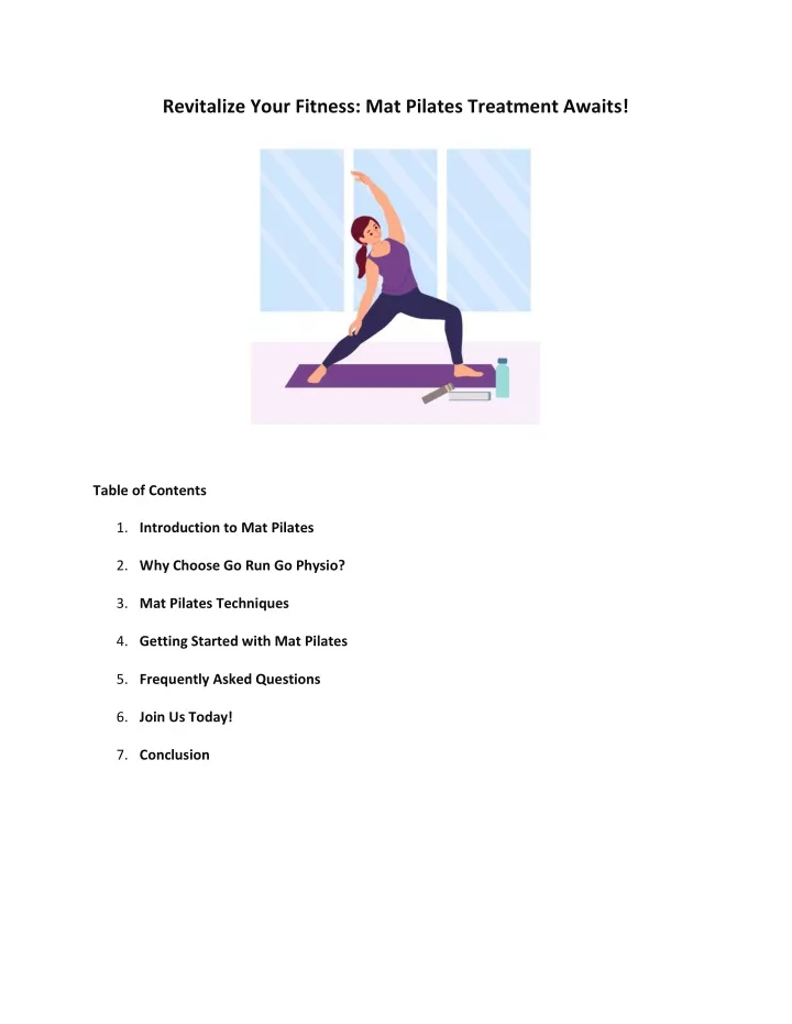 revitalize your fitness mat pilates treatment