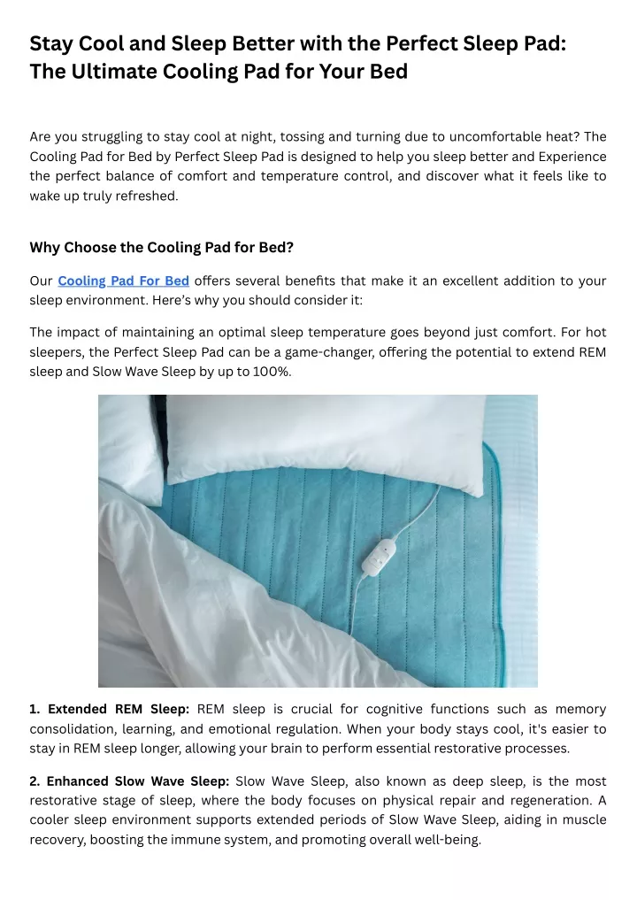 stay cool and sleep better with the perfect sleep